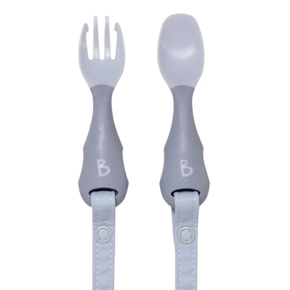BiBaDo Handi Cutlery Set for Baby - Easy-Grip Spoon & Fork with Attachable Straps