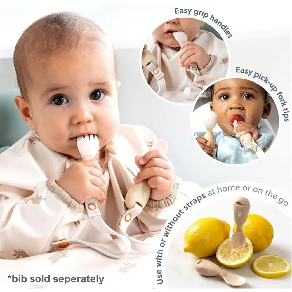 BiBaDo Handi Cutlery Set for Baby - Easy-Grip Spoon & Fork with Attachable Straps