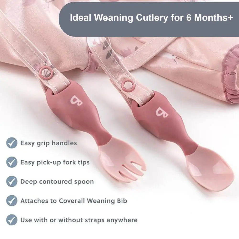 BiBaDo Handi Cutlery Set for Baby - Easy-Grip Spoon & Fork with Attachable Straps