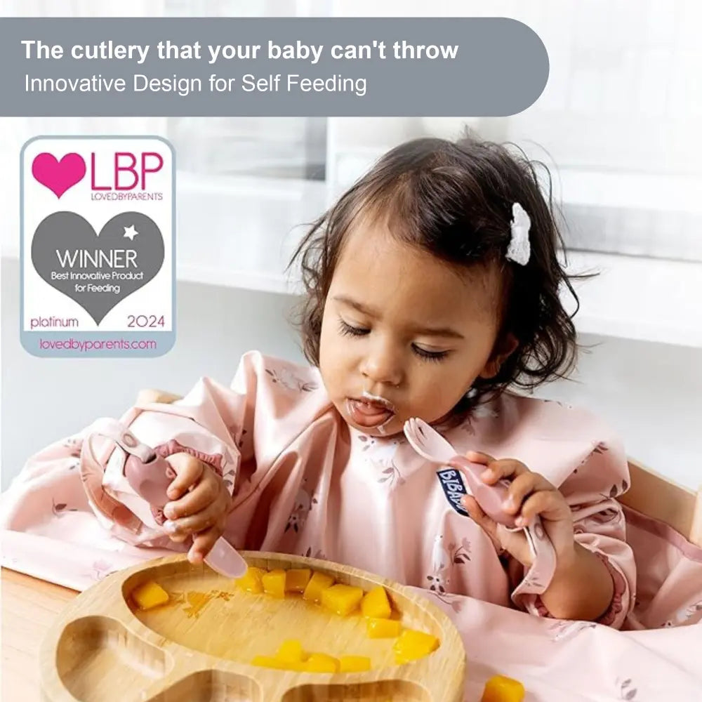 BiBaDo Handi Cutlery Set for Baby - Easy-Grip Spoon & Fork with Attachable Straps