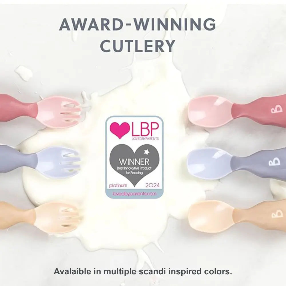 BiBaDo Handi Cutlery Set for Baby - Easy-Grip Spoon & Fork with Attachable Straps
