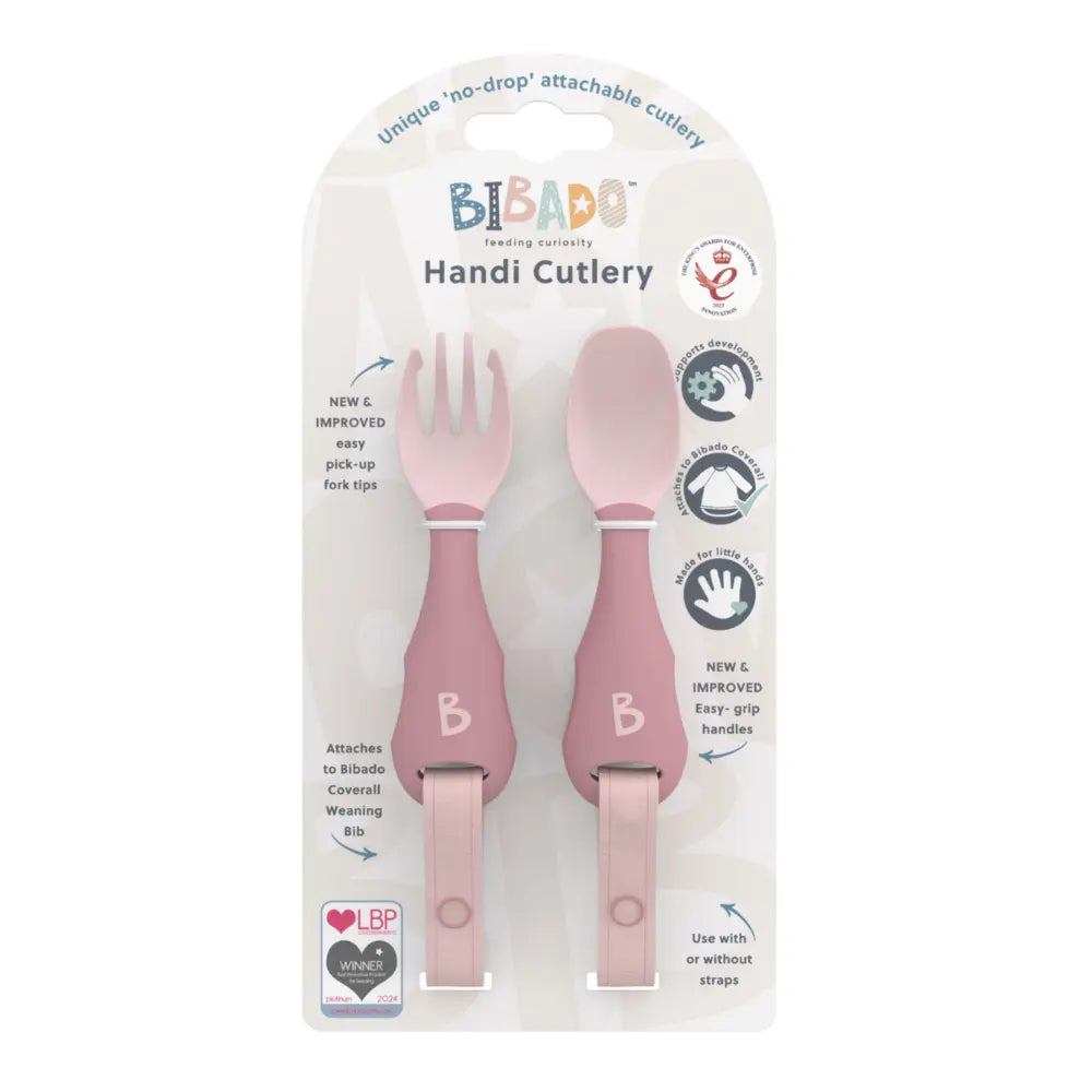 BiBaDo Handi Cutlery Set for Baby - Easy-Grip Spoon & Fork with Attachable Straps