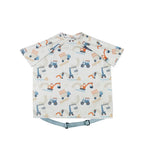 Bibado Stain & Water Proof Short Sleeve Coverall Shirt Weaning Bib Little Loader - Grey - For Infants