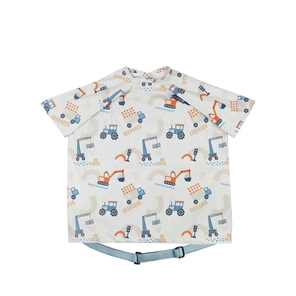 Bibado Stain & Water Proof Short Sleeve Coverall Shirt Weaning Bib Little Loader - Grey - For Infants