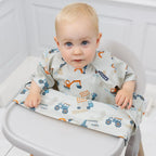 Bibado Stain & Water Proof Short Sleeve Coverall Shirt Weaning Bib Little Loader - Grey - For Infants