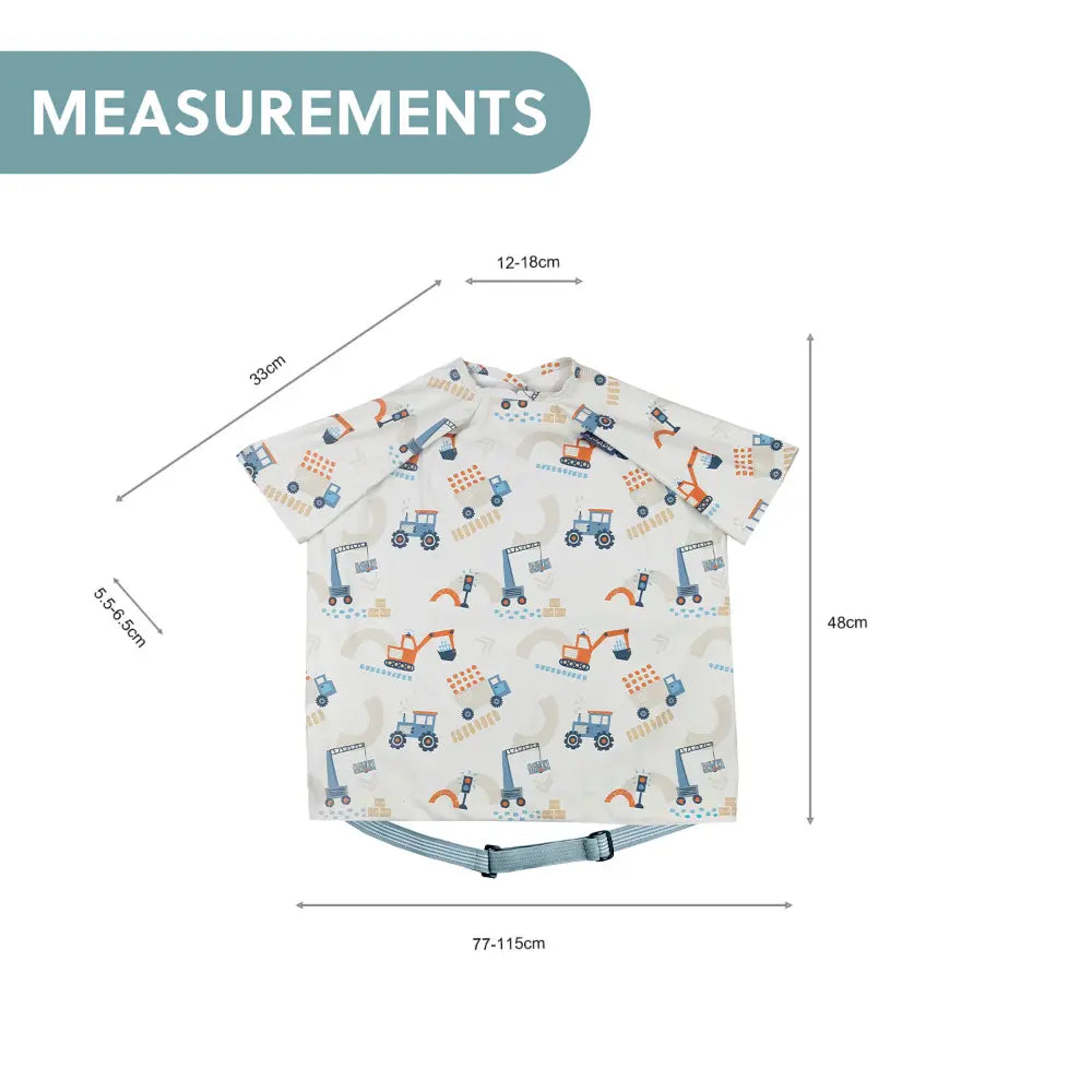 Bibado Stain & Water Proof Short Sleeve Coverall Shirt Weaning Bib Little Loader - Grey - For Infants