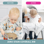 Bibado Stain & Water Proof Short Sleeve Coverall Shirt Weaning Bib Little Loader - Grey - For Infants