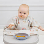 Bibado Stain & Water Proof Short Sleeve Coverall Shirt Weaning Bib Fairytale Foodies - White - For Infants