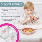 Bibado Stain & Water Proof Short Sleeve Coverall Shirt Weaning Bib Fairytale Foodies - White - For Infants
