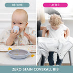 Bibado Stain & Water Proof Short Sleeve Coverall Shirt Weaning Bib Fairytale Foodies - White - For Infants