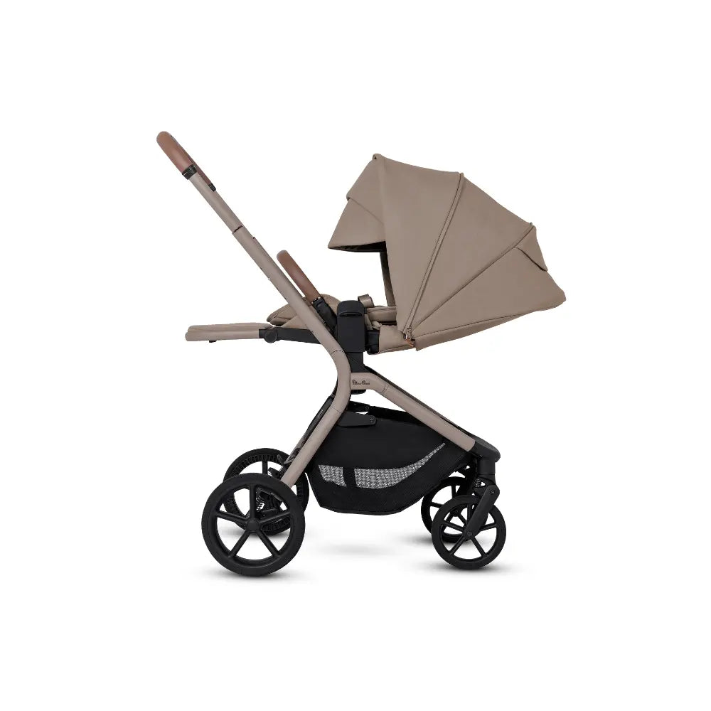 Silver Cross Breez Reversible Seat Stroller with Flat Recline|Height Adjustable Seat|All Terrain - All Wheel Suspension|One Hand Fold|Rain Cover & Post Adaptors|0 to 4Y |Upto 22Kg - Champagne
