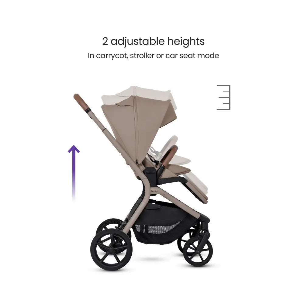 Silver Cross Breez Reversible Seat Stroller with Flat Recline|Height Adjustable Seat|All Terrain - All Wheel Suspension|One Hand Fold|Rain Cover & Post Adaptors|0 to 4Y |Upto 22Kg - Champagne