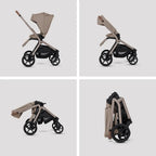 Silver Cross Breez Reversible Seat Stroller with Flat Recline|Height Adjustable Seat|All Terrain - All Wheel Suspension|One Hand Fold|Rain Cover & Post Adaptors|0 to 4Y |Upto 22Kg - Champagne