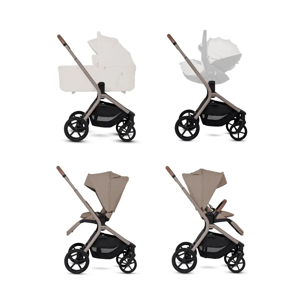 Silver Cross Breez Reversible Seat Stroller with Flat Recline|Height Adjustable Seat|All Terrain - All Wheel Suspension|One Hand Fold|Rain Cover & Post Adaptors|0 to 4Y |Upto 22Kg - Champagne