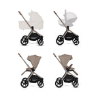 Silver Cross Breez Reversible Seat Stroller with Flat Recline|Height Adjustable Seat|All Terrain - All Wheel Suspension|One Hand Fold|Rain Cover & Post Adaptors|0 to 4Y |Upto 22Kg - Champagne