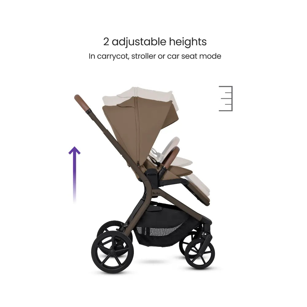 Silver Cross Breez Reversible Seat Stroller with Flat Recline|Height Adjustable Seat|All Terrain - All Wheel Suspension|One Hand Fold|Rain Cover & Post Adaptors|0 to 4Y |Upto 22Kg - Maple
