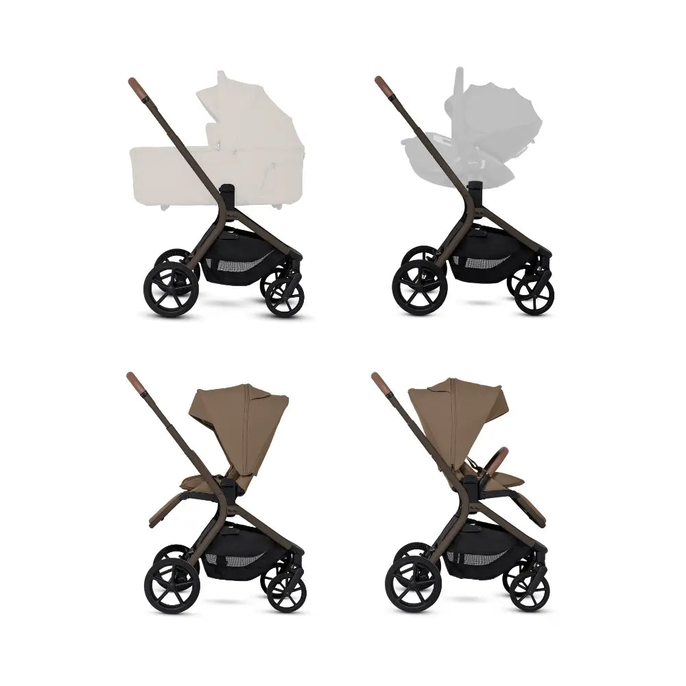 Silver Cross Breez Reversible Seat Stroller with Flat Recline|Height Adjustable Seat|All Terrain - All Wheel Suspension|One Hand Fold|Rain Cover & Post Adaptors|0 to 4Y |Upto 22Kg - Maple