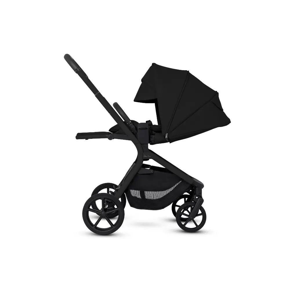 Silver Cross Breez Reversible Seat Stroller with Flat Recline|Height Adjustable Seat|All Terrain - All Wheel Suspension|One Hand Fold|Rain Cover & Post Adaptors|0 to 4Y |Upto 22Kg - Onyx