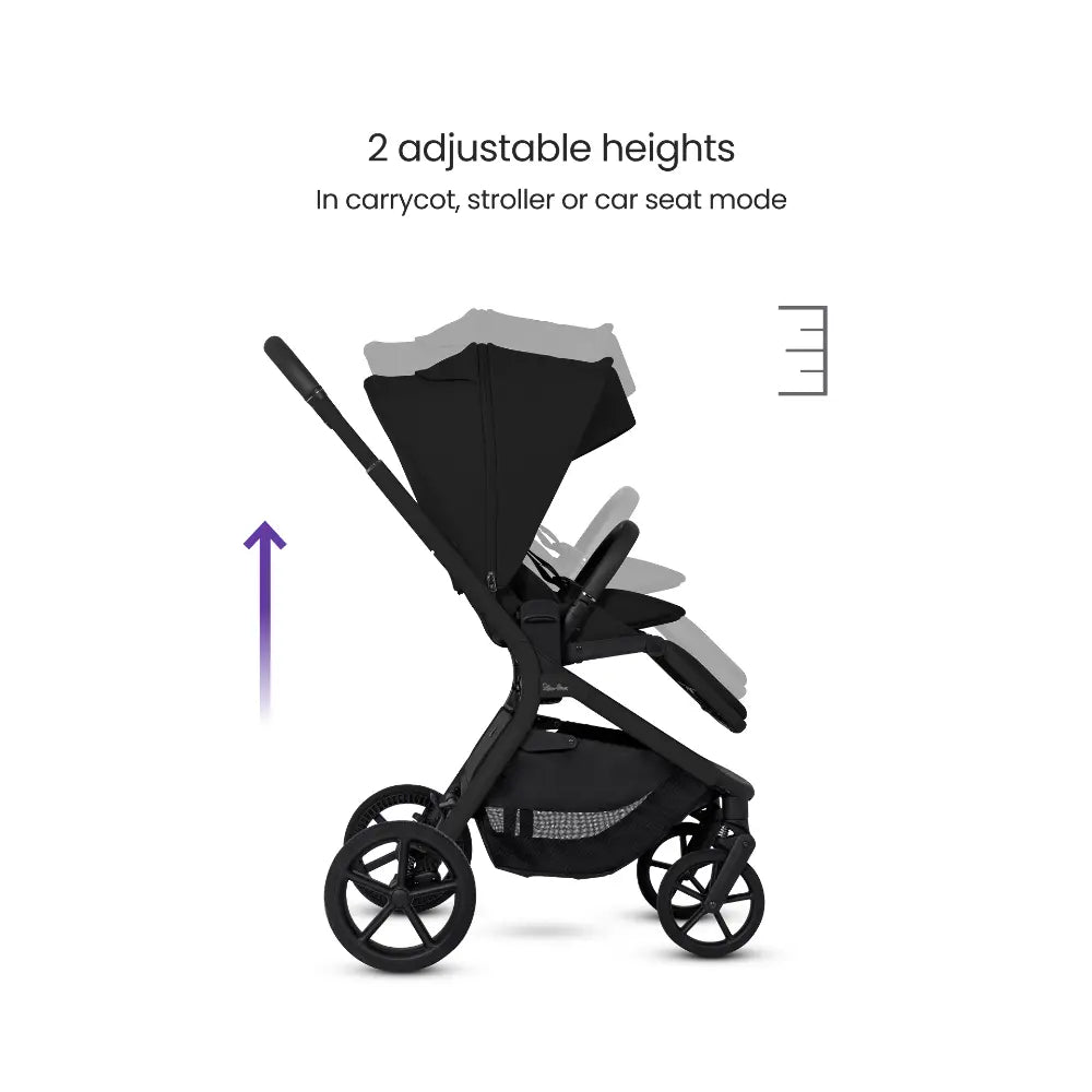 Silver Cross Breez Reversible Seat Stroller with Flat Recline|Height Adjustable Seat|All Terrain - All Wheel Suspension|One Hand Fold|Rain Cover & Post Adaptors|0 to 4Y |Upto 22Kg - Onyx