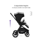 Silver Cross Breez Reversible Seat Stroller with Flat Recline|Height Adjustable Seat|All Terrain - All Wheel Suspension|One Hand Fold|Rain Cover & Post Adaptors|0 to 4Y |Upto 22Kg - Onyx