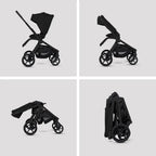 Silver Cross Breez Reversible Seat Stroller with Flat Recline|Height Adjustable Seat|All Terrain - All Wheel Suspension|One Hand Fold|Rain Cover & Post Adaptors|0 to 4Y |Upto 22Kg - Onyx