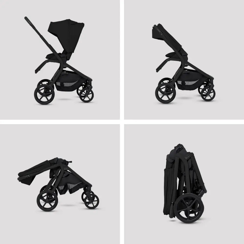 Silver Cross Breez Reversible Seat Stroller with Flat Recline|Height Adjustable Seat|All Terrain - All Wheel Suspension|One Hand Fold|Rain Cover & Post Adaptors|0 to 4Y |Upto 22Kg - Onyx