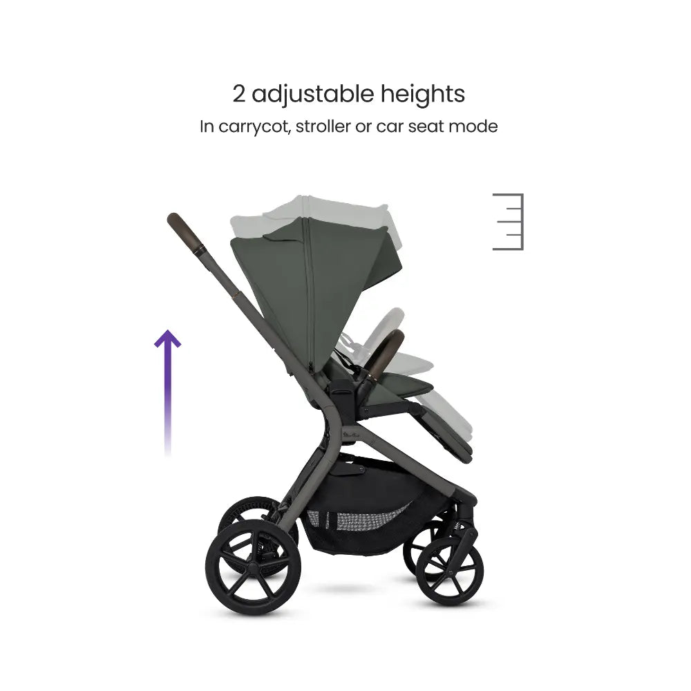 Silver Cross Breez Reversible Seat Stroller with Flat Recline|Height Adjustable Seat|All Terrain - All Wheel Suspension|One Hand Fold|Rain Cover & Post Adaptors|0 to 4Y |Upto 22Kg - Pewter