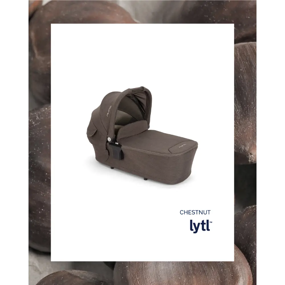 Nuna LYTL Baby Carry Cot-With Dream Drape & Ventilated Mesh Panel-Integrated Release Buttons-Compact & Flat Fold-Includes Rain Cover-Upto 9 Kg -  Chestnut