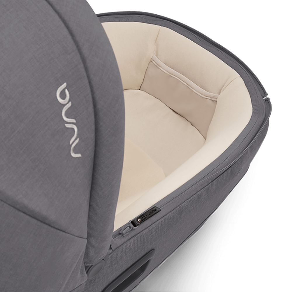 Nuna Cari NEXT Baby Carry Cot-Doubling As Car Seat & Carry Cot-3 Point Harness-With Organic Jersey Infant Insert & Dream Drape-2 Years Warranty-For 0 to 12M (Upto 13 Kg)-Granite