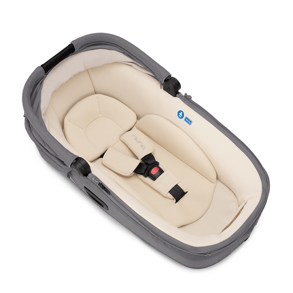 Nuna Cari NEXT Baby Carry Cot-Doubling As Car Seat & Carry Cot-3 Point Harness-With Organic Jersey Infant Insert & Dream Drape-2 Years Warranty-For 0 to 12M (Upto 13 Kg)-Granite