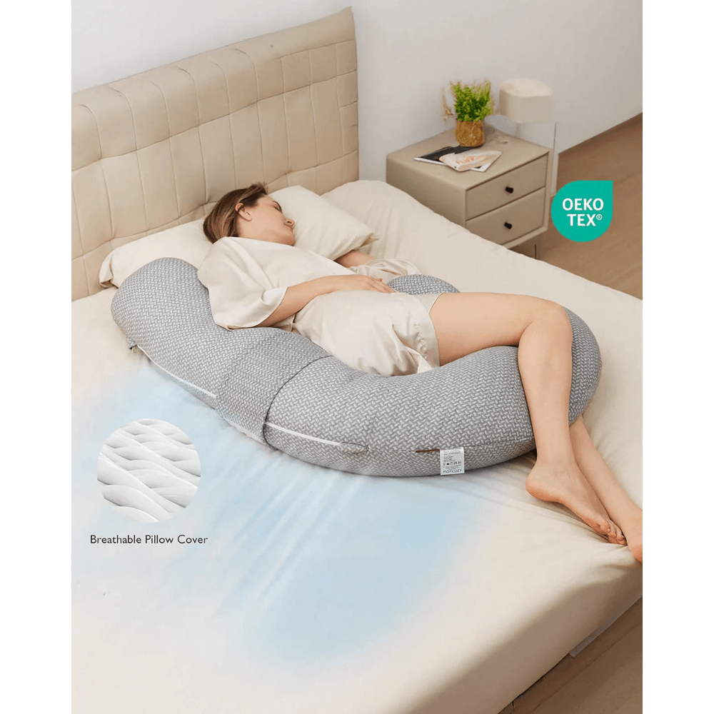 Momcozy Maternity Accessory F Shaped Maternity Pillow - Grey