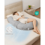 Momcozy Maternity Accessory F Shaped Maternity Pillow - Grey
