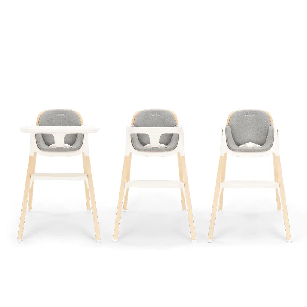 Nuna Bryn Baby High Chair with FREE Spectrum Bryn Seat Pad – Premium Walnut & Maple Wood High Chair, Removable Seat Pad & Child Tray, Tool-Free Assembly (6M+, Up to 100 Kg)