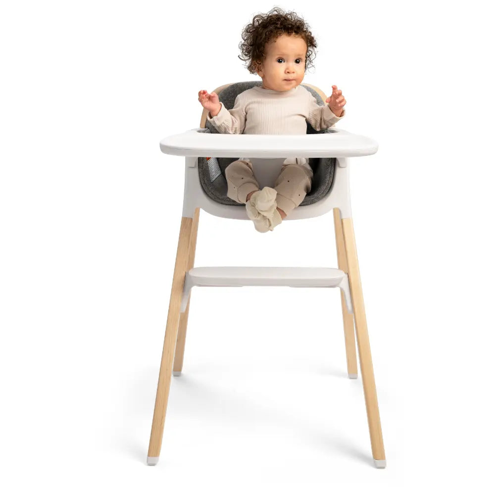 Nuna Bryn Baby High Chair with FREE Ginkgo Bryn Seat Pad – Premium Walnut & Maple Wood High Chair, Removable Seat Pad & Child Tray, Tool-Free Assembly (6M+, Up to 100 Kg)