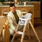 Nuna Bryn Baby High Chair with FREE Ginkgo Bryn Seat Pad – Premium Walnut & Maple Wood High Chair, Removable Seat Pad & Child Tray, Tool-Free Assembly (6M+, Up to 100 Kg)