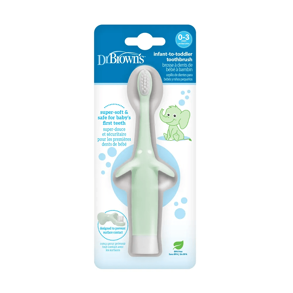 Dr. Brown's Infant-to-Toddler Toothbrush – Mint Elephant, Single Pack