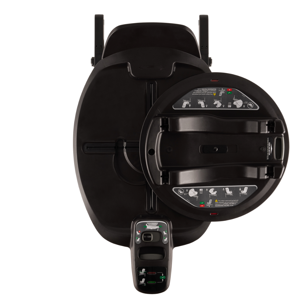 Nuna Base Curv ISOFIX Car Seat Base-Smart Swivel Lock- Button For 360 Degrees Rotation Adjustment-With Steel Stability Leg-Caviar