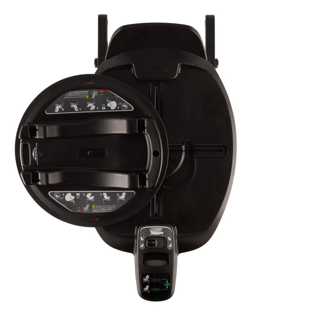 Nuna Base Curv ISOFIX Car Seat Base-Smart Swivel Lock- Button For 360 Degrees Rotation Adjustment-With Steel Stability Leg-Caviar