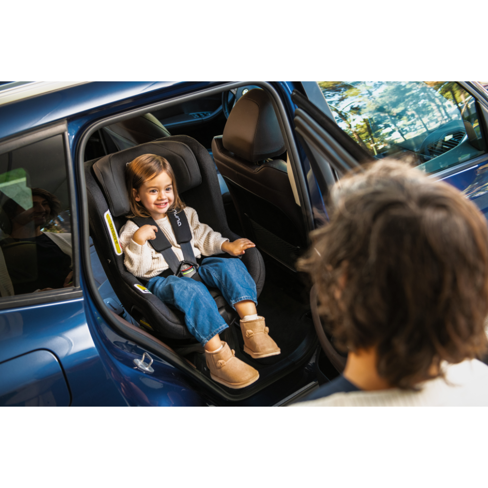 Nuna Base Curv ISOFIX Car Seat Base-Smart Swivel Lock- Button For 360 Degrees Rotation Adjustment-With Steel Stability Leg-Caviar