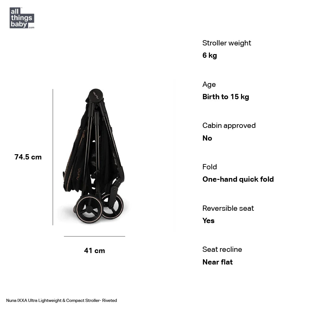 Nuna Ixxa Lightweight Baby Stroller-Reversible Seat-Compact Fold-Pram for 0M+ (Upto 15Kg)