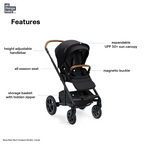 Nuna Mixx Next Reversible Seat Stroller with Flat Recline|Height Adjustable Handle Bar|All Terrain|All Wheel Suspension|One Hand Fold|Rain Cover & Post Adaptors|0 to 4Y (Upto 22Kg) - Caviar