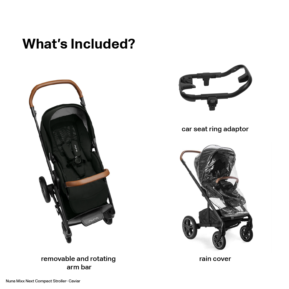 Nuna Mixx Next Reversible Seat Stroller with Flat Recline|Height Adjustable Handle Bar|All Terrain|All Wheel Suspension|One Hand Fold|Rain Cover & Post Adaptors|0 to 4Y (Upto 22Kg) - Caviar