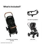 Nuna Mixx Next Reversible Seat Stroller with Flat Recline|Height Adjustable Handle Bar|All Terrain|All Wheel Suspension|One Hand Fold|Rain Cover & Post Adaptors|0 to 4Y (Upto 22Kg) - Caviar