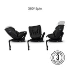 Silver Cross Motion 3 All Size 360° Baby Car Seat|Convertible Car Seat|AirTech Summer Removable & Leakproof Liner|EasyFit Sprung Safety Harness|3 Position Recline|0 M+|Upto 12Y  -  Iconic Black