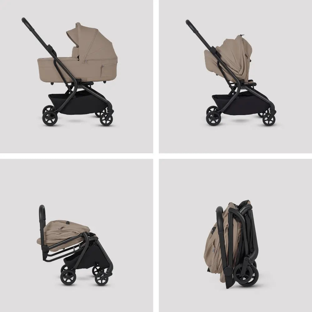 Silver Cross Nia World's Only Aircraft Cabin Approved Stroller in Both Seat & Carrycot Mode|Flat Recline|One Hand Fold|Lightweight & Travel Friendly|Self Standing|0 to 6M|Upto 9 Kg - Champagne