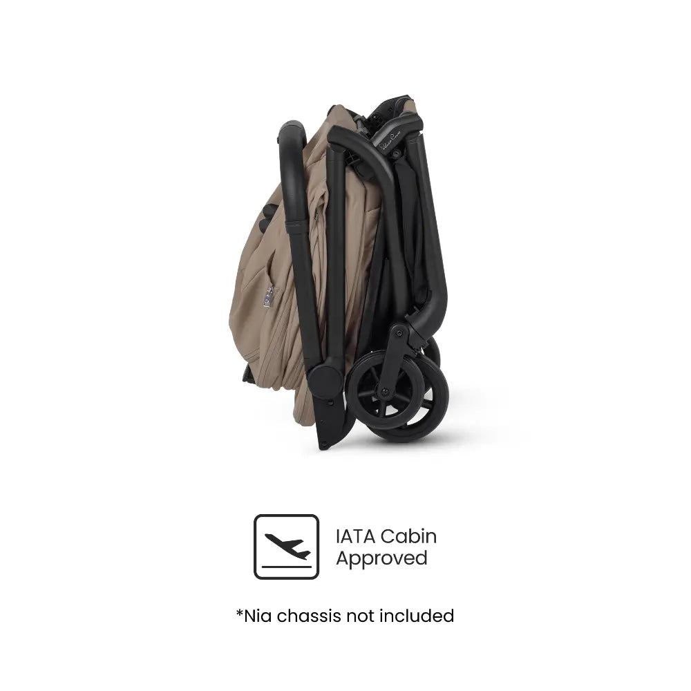 Silver Cross Nia World's Only Aircraft Cabin Approved Stroller in Both Seat & Carrycot Mode|Flat Recline|One Hand Fold|Lightweight & Travel Friendly|Self Standing|0 to 6M|Upto 9 Kg - Champagne