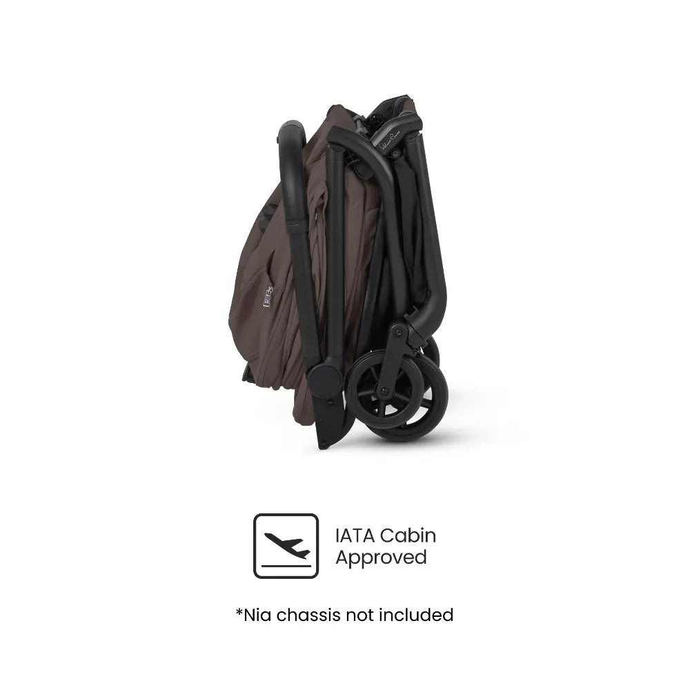 Silver Cross Nia World's Only Aircraft Cabin Approved Stroller in Both Seat & Carrycot Mode|Flat Recline|One Hand Fold|Lightweight & Travel Friendly|Self Standing|0 to 6M|Upto 9 Kg - Chocolate