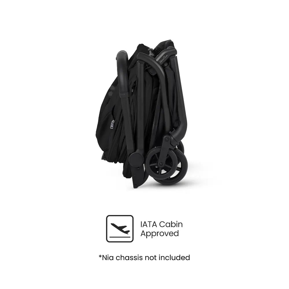 Silver Cross Nia World's Only Aircraft Cabin Approved Stroller in Both Seat & Carrycot Mode|Flat Recline|One Hand Fold|Lightweight & Travel Friendly|Self Standing|0 to 6M|Upto 9 Kg - Onyx
