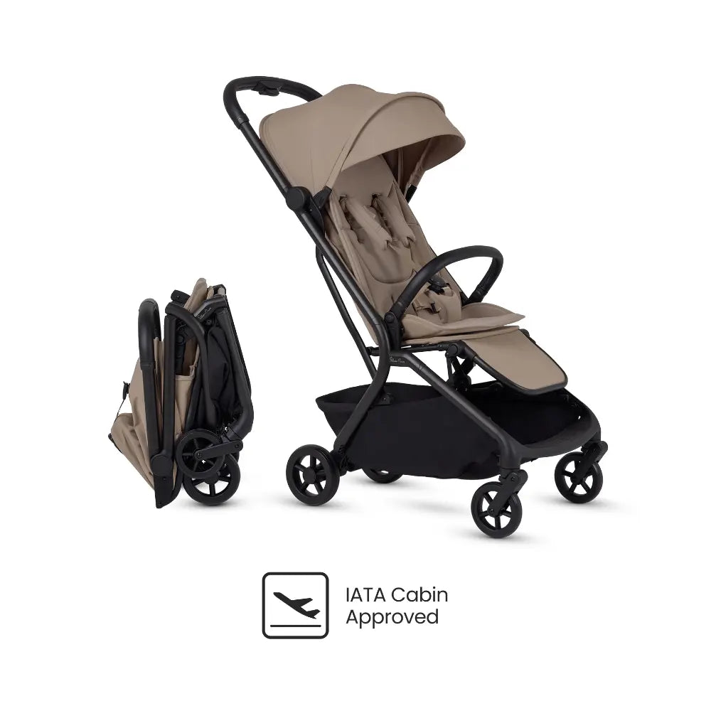 Silver Cross Nia World's Only Aircraft Cabin Approved Stroller in Both Seat & Carrycot Mode|Flat Recline|One Hand Fold|Lightweight & Travel Friendly|Self Standing|0 to 4Y|Upto 22 Kg - Champagne
