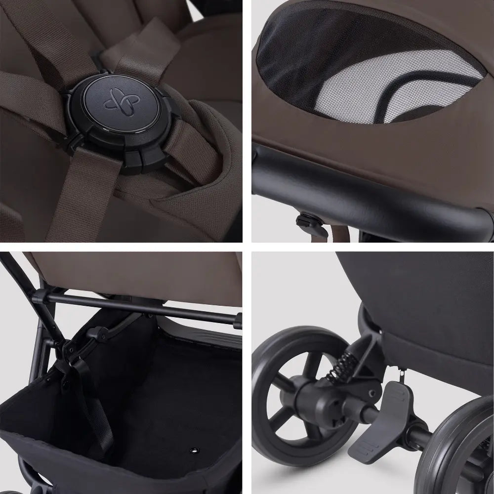 Silver Cross Nia World's Only Aircraft Cabin Approved Stroller in Both Seat & Carrycot Mode|Flat Recline|One Hand Fold|Lightweight & Travel Friendly|Self Standing|0 to 4Y|Upto 22 Kg - Chocolate